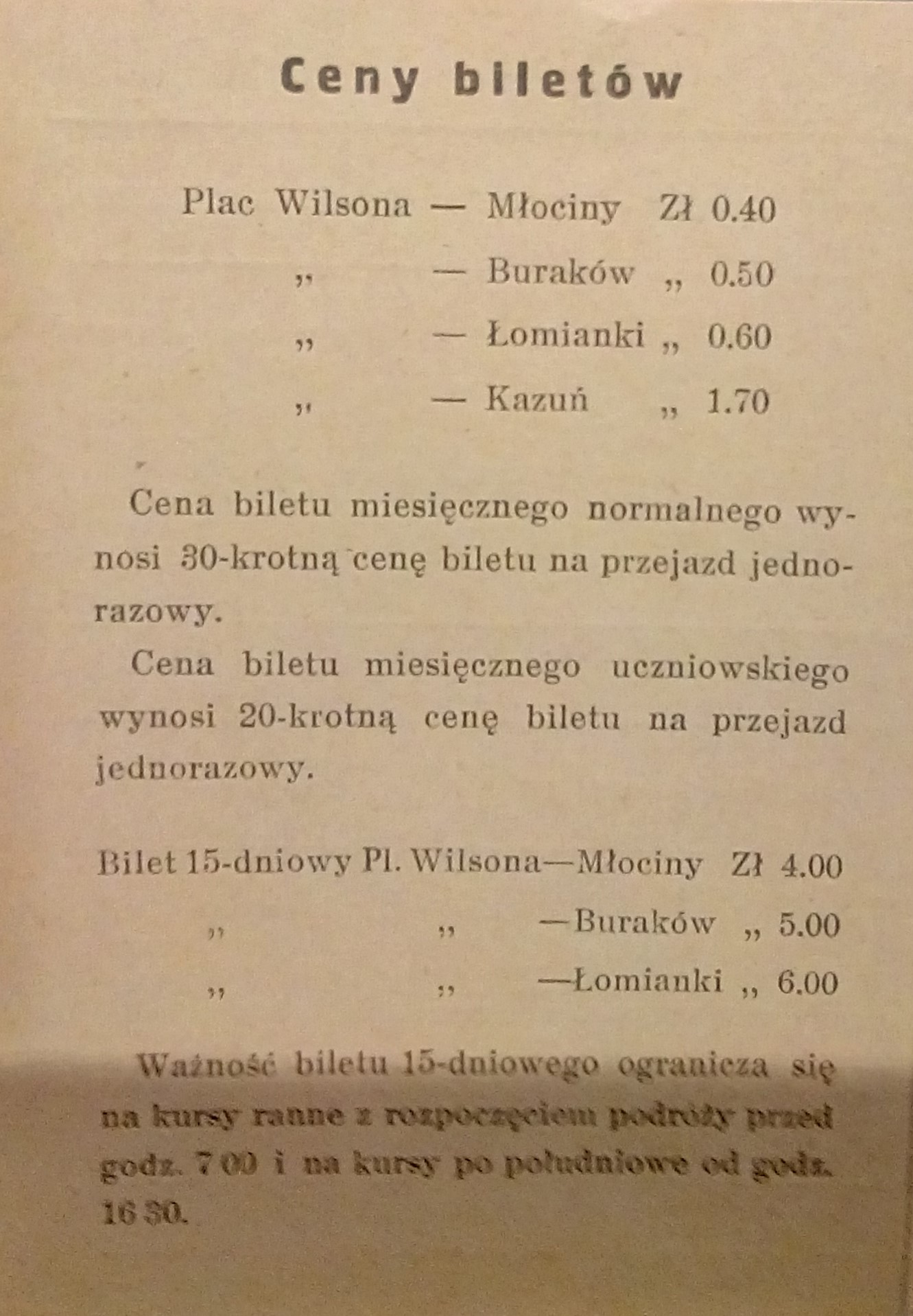 Ceny biletów za przejazd autobusem z Warszawy do Kazunia